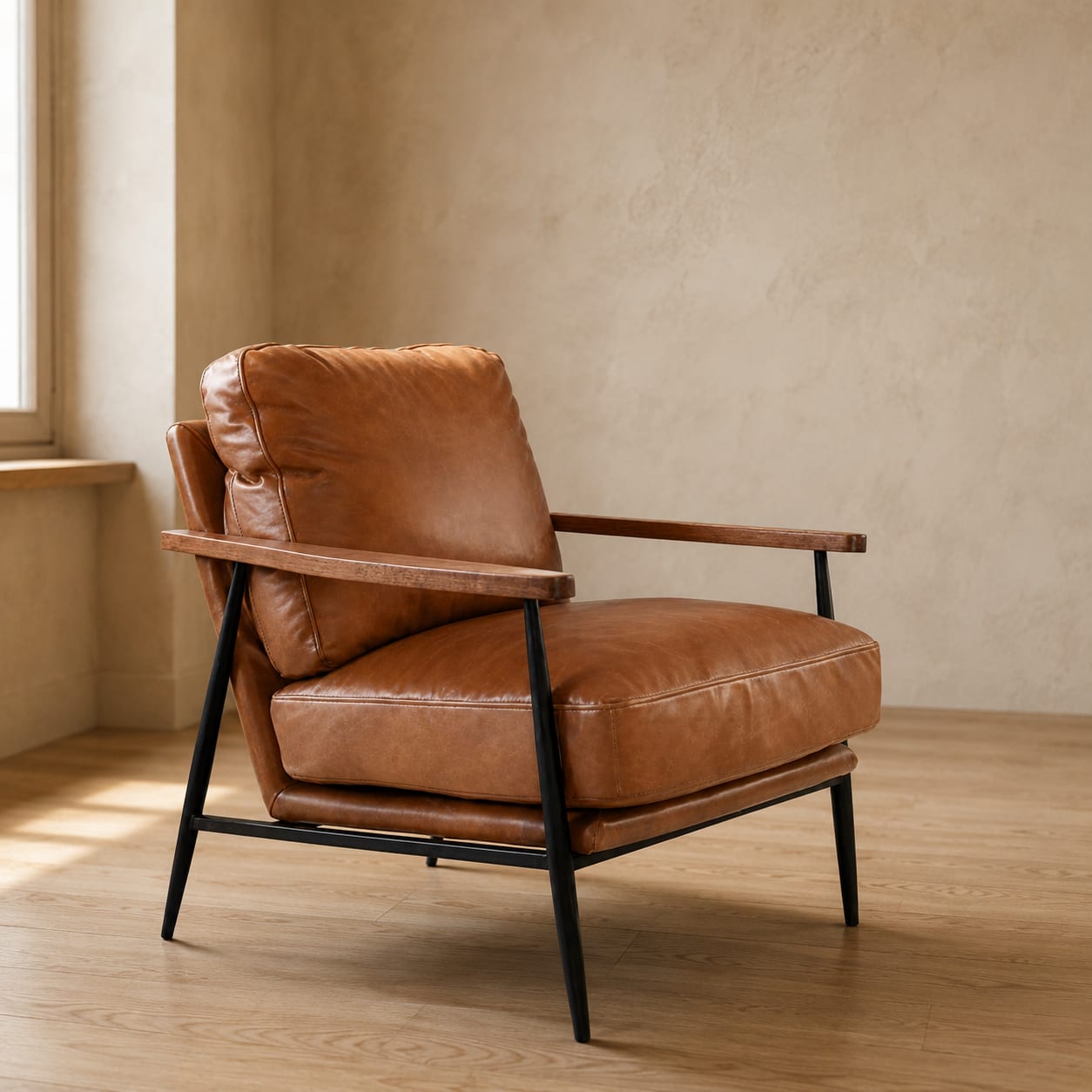 Leather & Iron Lounge Chair